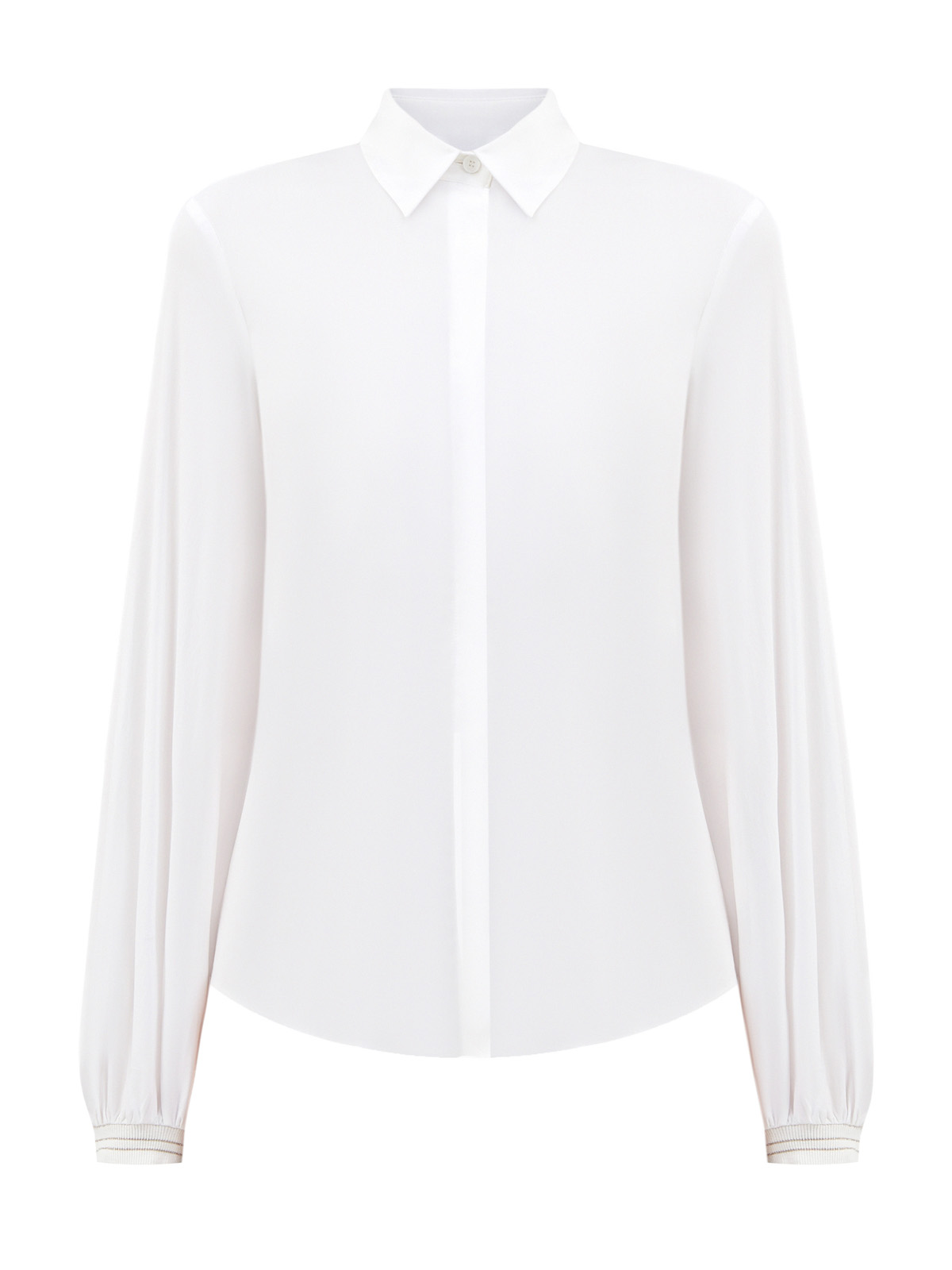 Блуза из тонкого хлопка с длинными объемными рукавами
