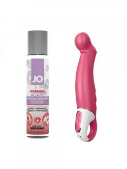 Вибратор с усиленной стимуляцией точки G Satisfyer Vibes Petting Hippo – розовый и Согревающий лубрикант для женщин JO Agape Warming – 30 мл