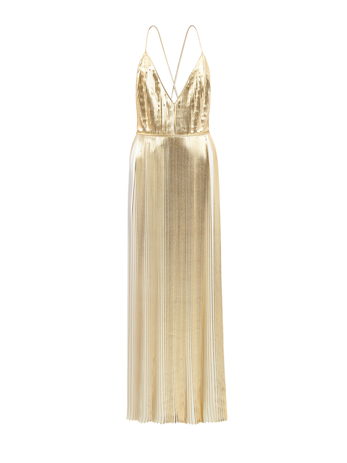 Платье оттенка металлик с глянцевой текстурой и плиссировкой