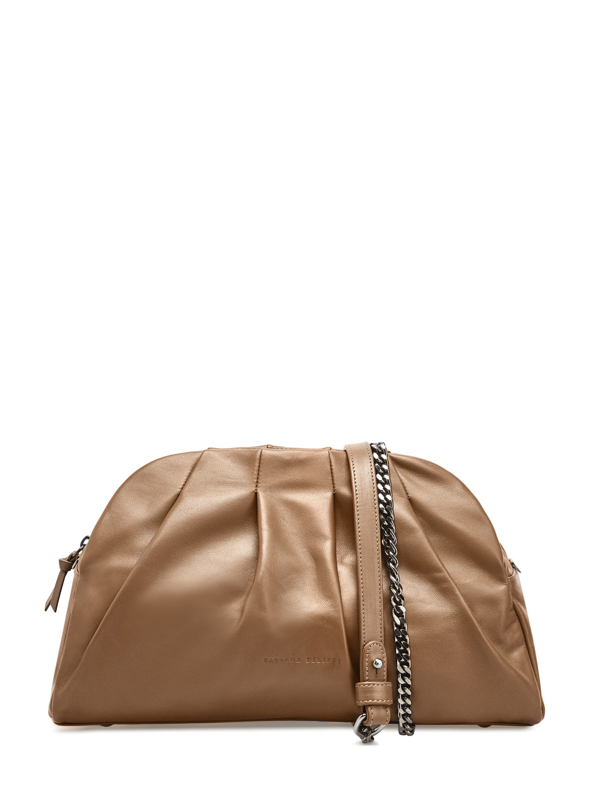 Мягкая кожаная сумка со съемным ремнем-цепочкой и логотипом
