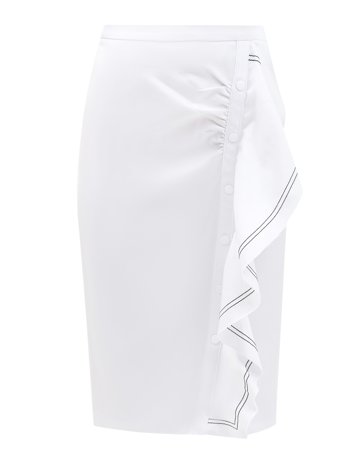 Белая юбка-миди с широкими оборками