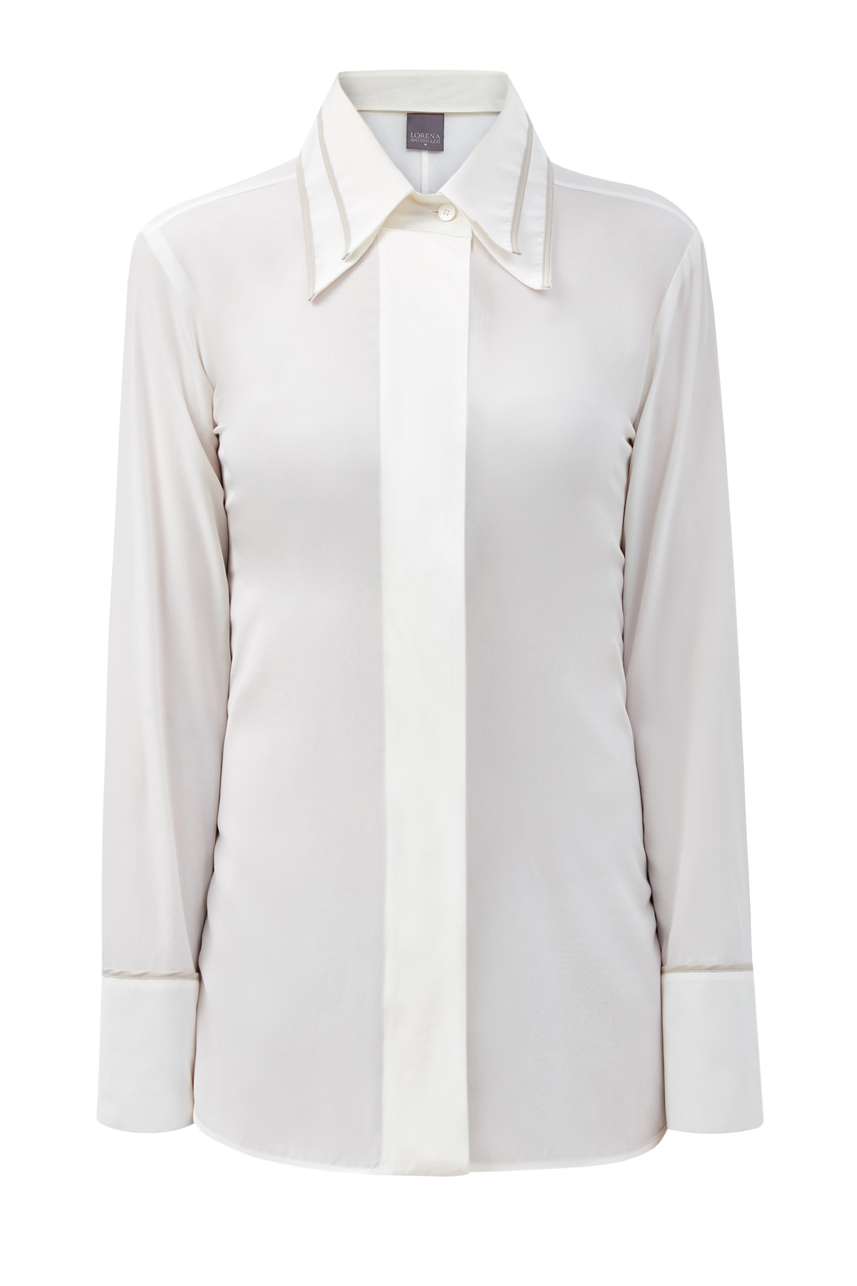 Блуза из матового шелка со съемным воротником