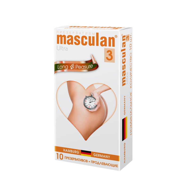 Презервативы Masculan 3 Ultra Продлевающие с колечками , пупырышками и анестетиком 10 шт