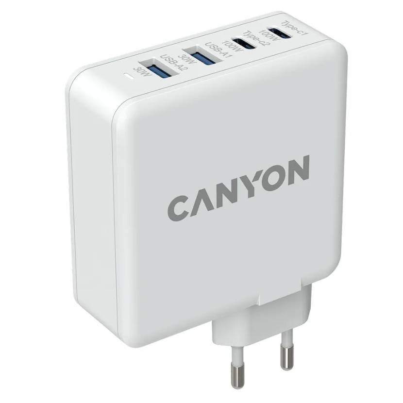 Зарядное устройство сетевое CANYON GAN 100W, 100Вт, белый