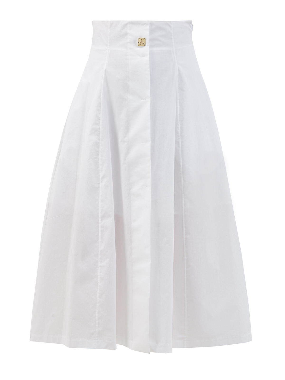 Белая юбка-плиссе с брошью ручной работы