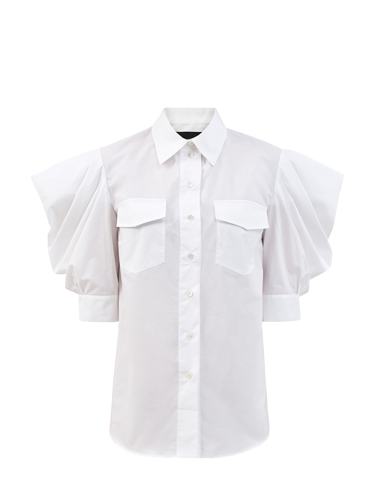 Хлопковая блуза с короткими архитектурными рукавами