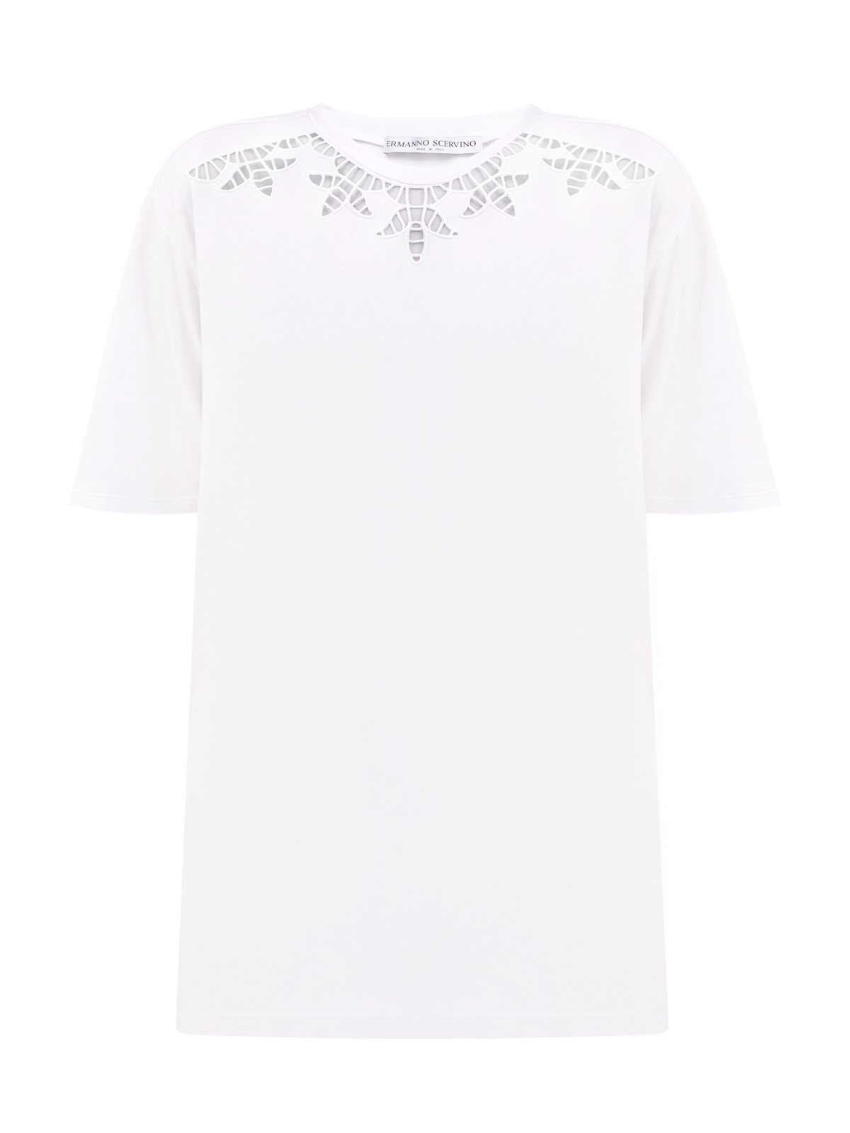 Белая футболка из мягкого джерси с ажурным декором
