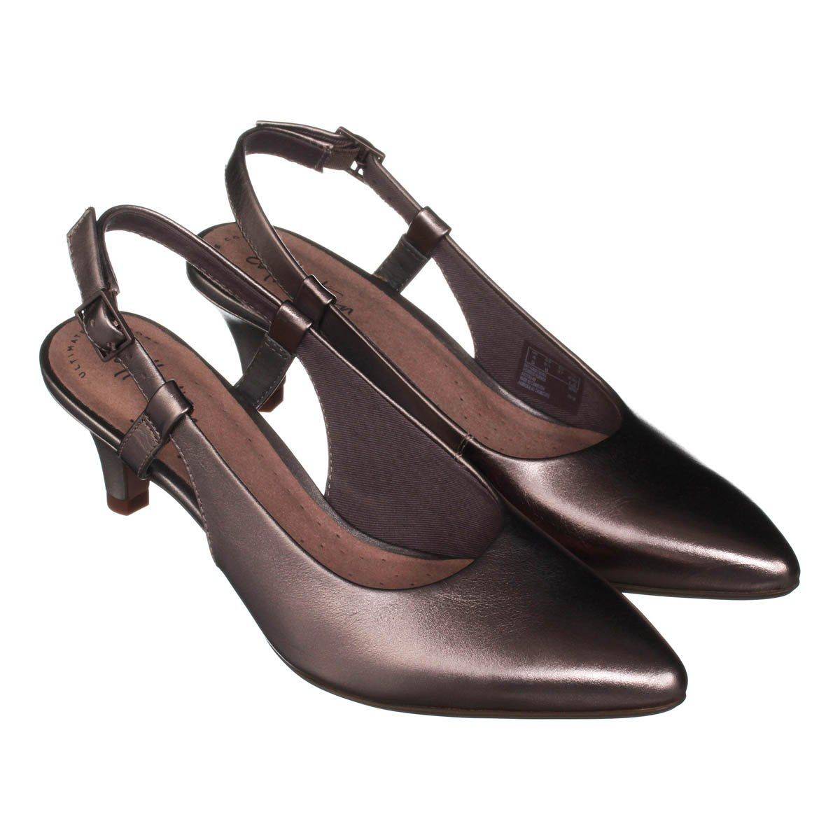Женские туфли с закрытым мыском/открытой пяткой Clarks(Linvale Loop 26140027), серебряные