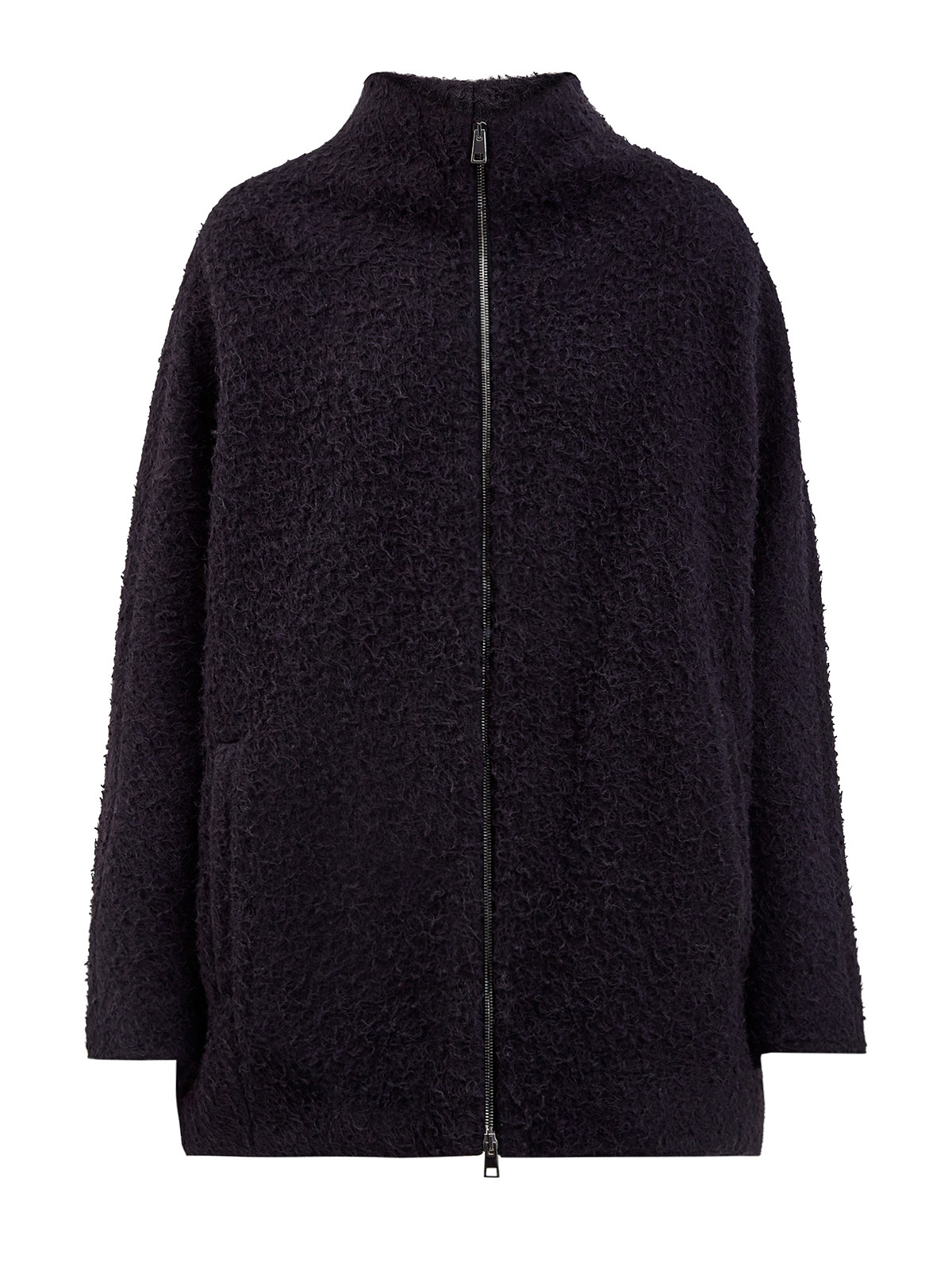 Свободное пальто из альпаки и шерсти с застежкой на молнию