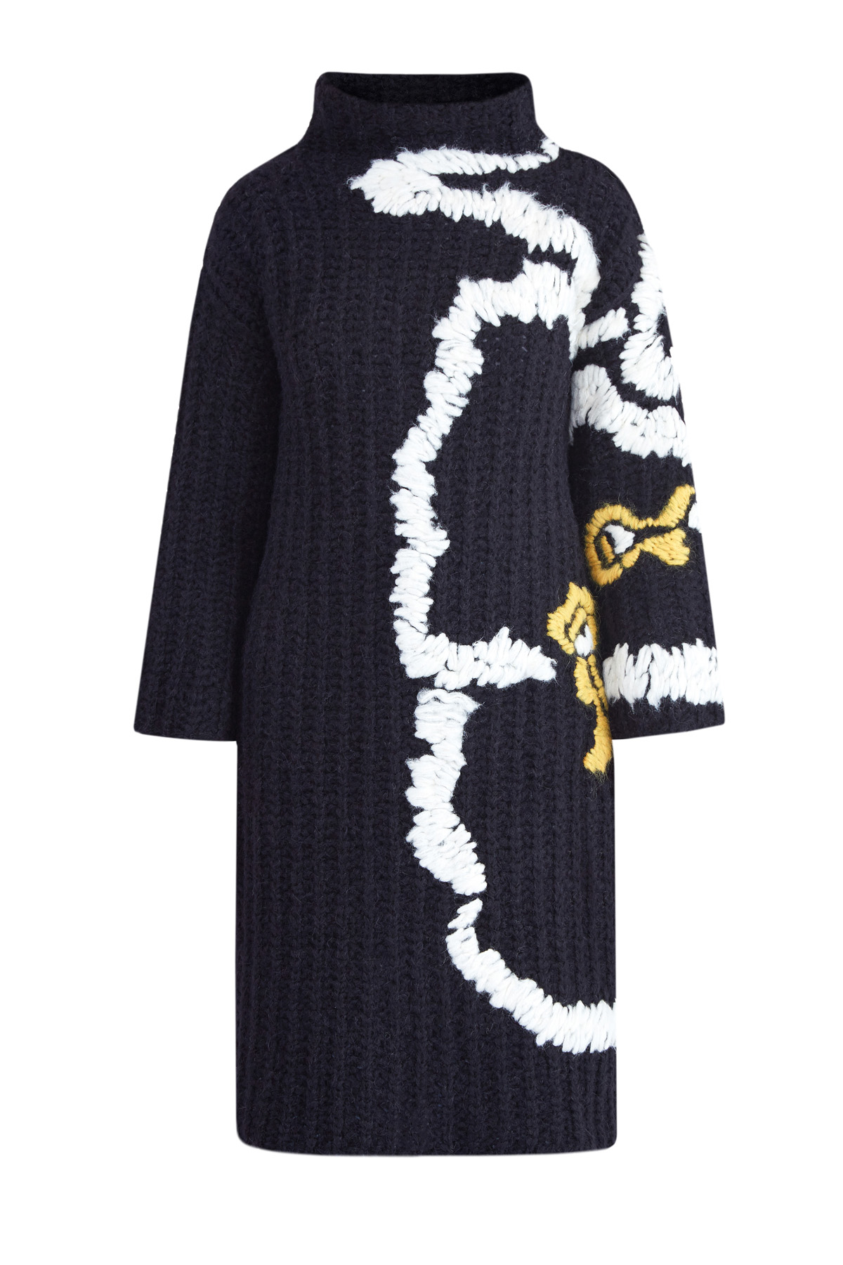 Длинный свитер из шерсти альпаки с вышивкой ручной работы
