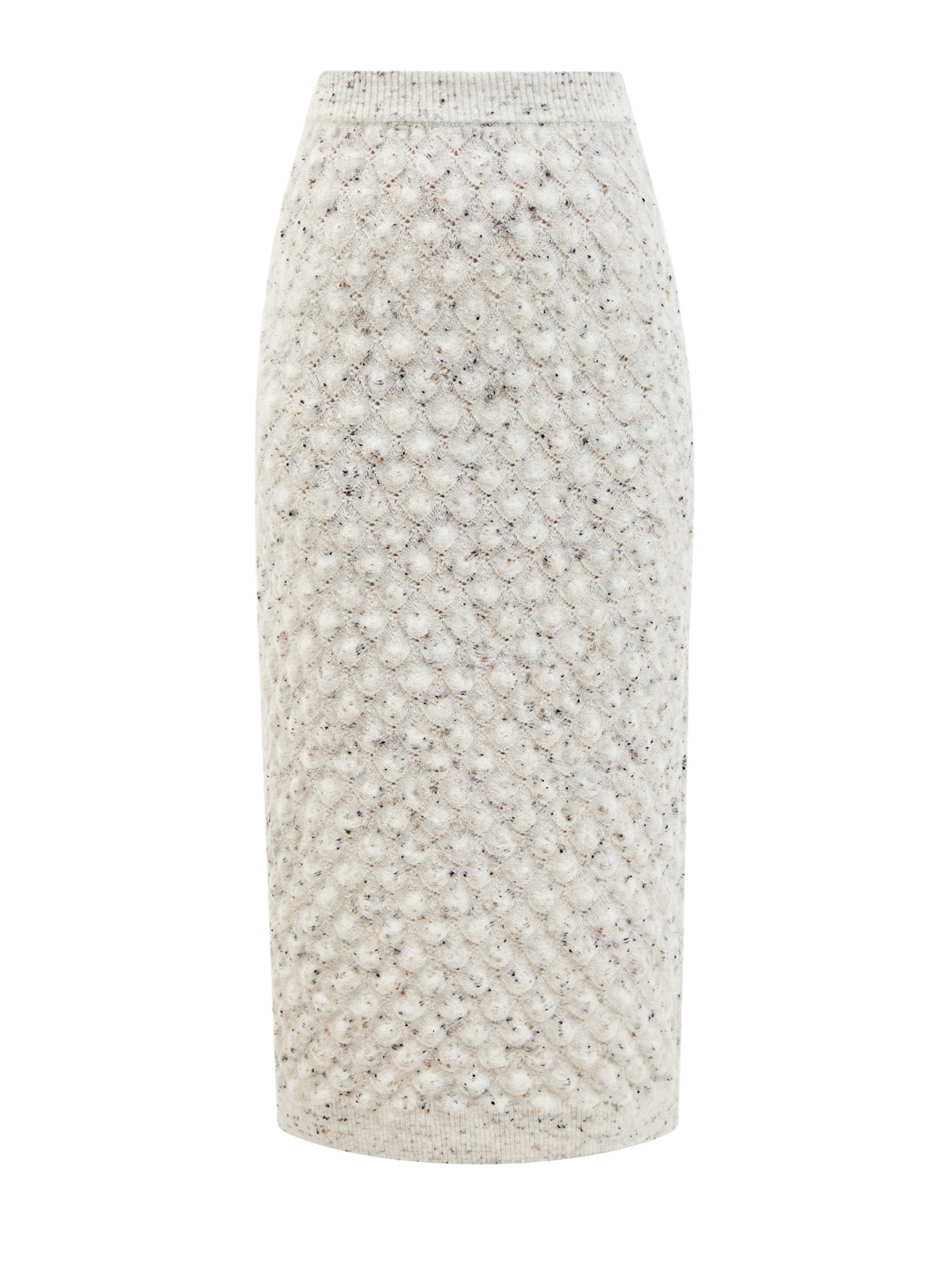 Юбка-миди из шерсти с фактурным узором и эластичным поясом